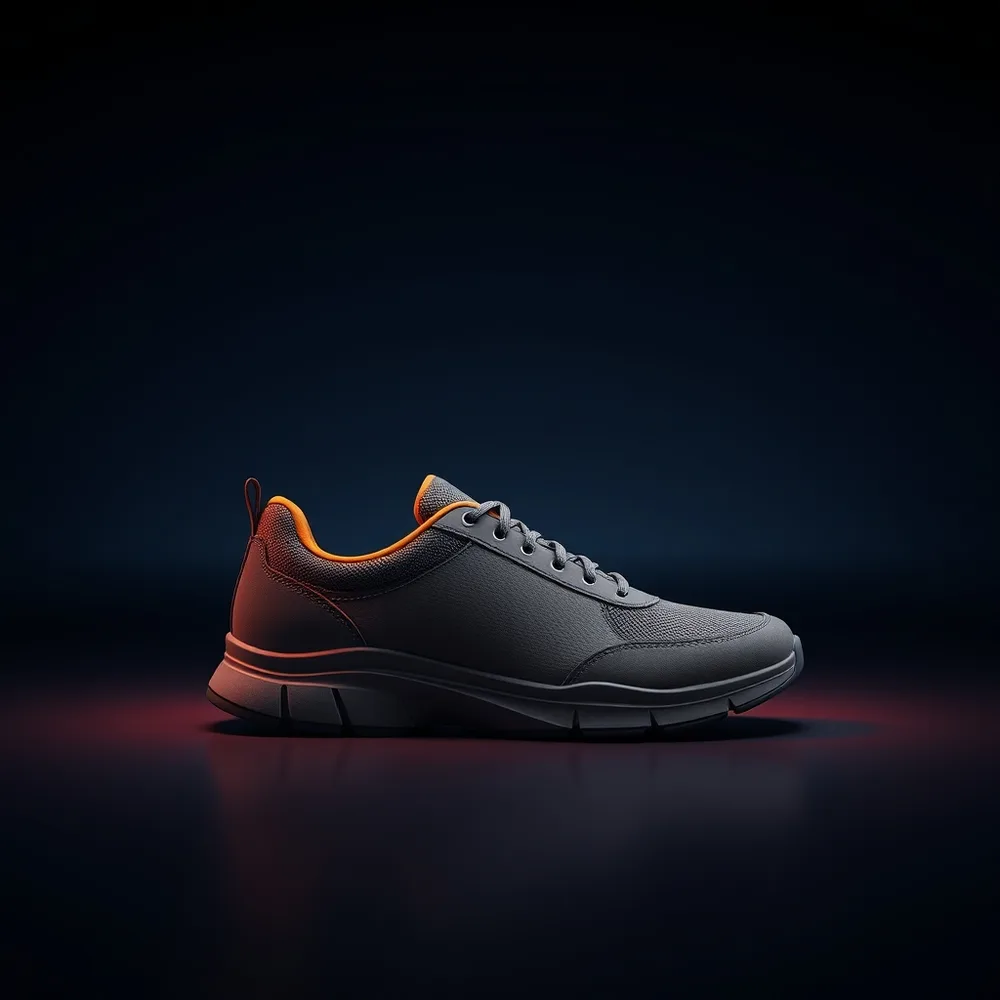 Chaussure orthopédique homme Baroud, basket de marche active sur fond sombre neutre