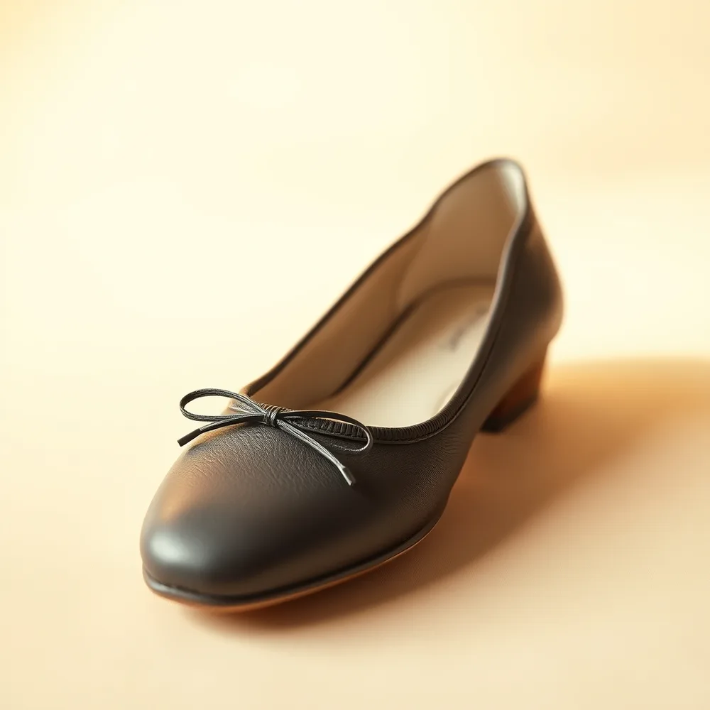 La Tuilerie, chaussure orthopédique élégante femme, ballerine en cuir extensible posée sur un fond crème