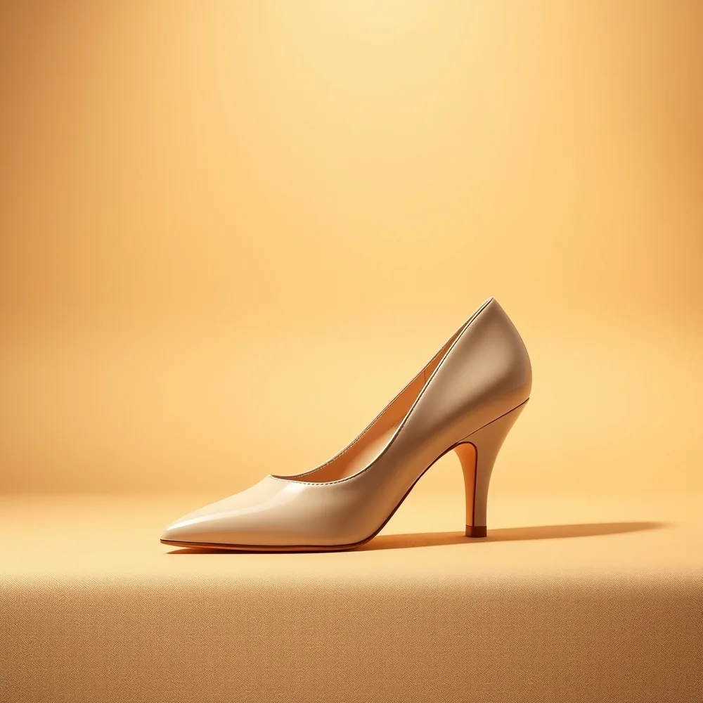 L’Opéra, chaussure orthopédique élégante femme, escarpin à talon physiologique posé sur un fond crème